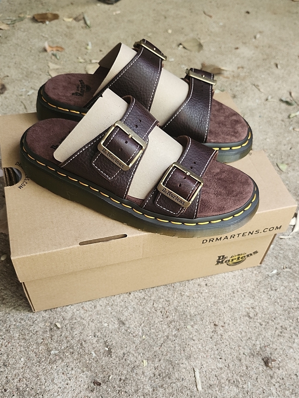 Dr. Martens Josef Brown Leather Slide Sandals